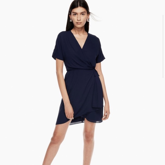Aritzia Babaton Wallace Wrap Dress in Pure Indigo Navy XS - Picture 3 of 5